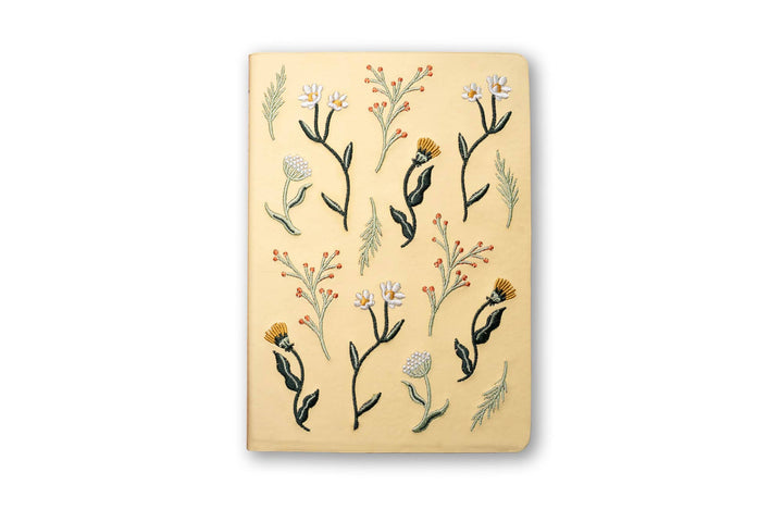 Denik paper Butter Yellow Blooms Embroidered Journal Notebook