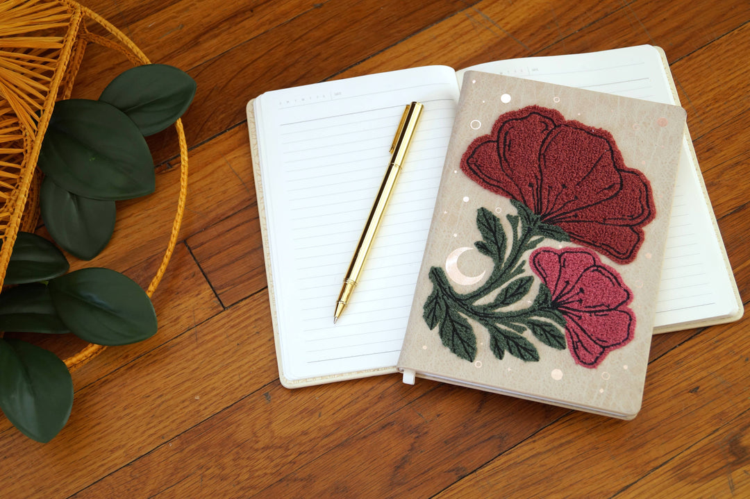 Denik paper Double Bloom Embroidered Layflat Journal Notebook