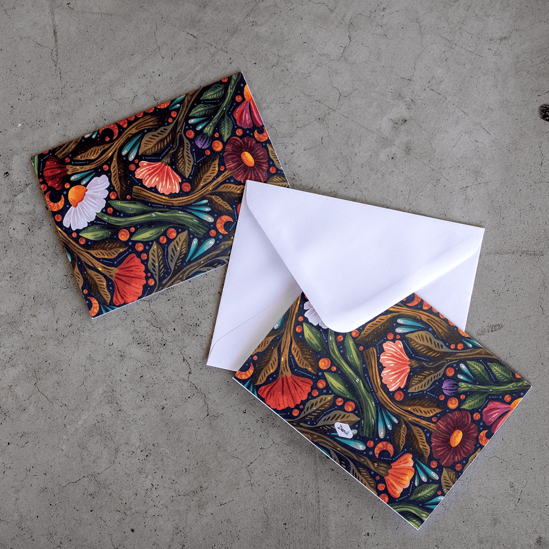 Denik paper Nightsky Floral Notecards
