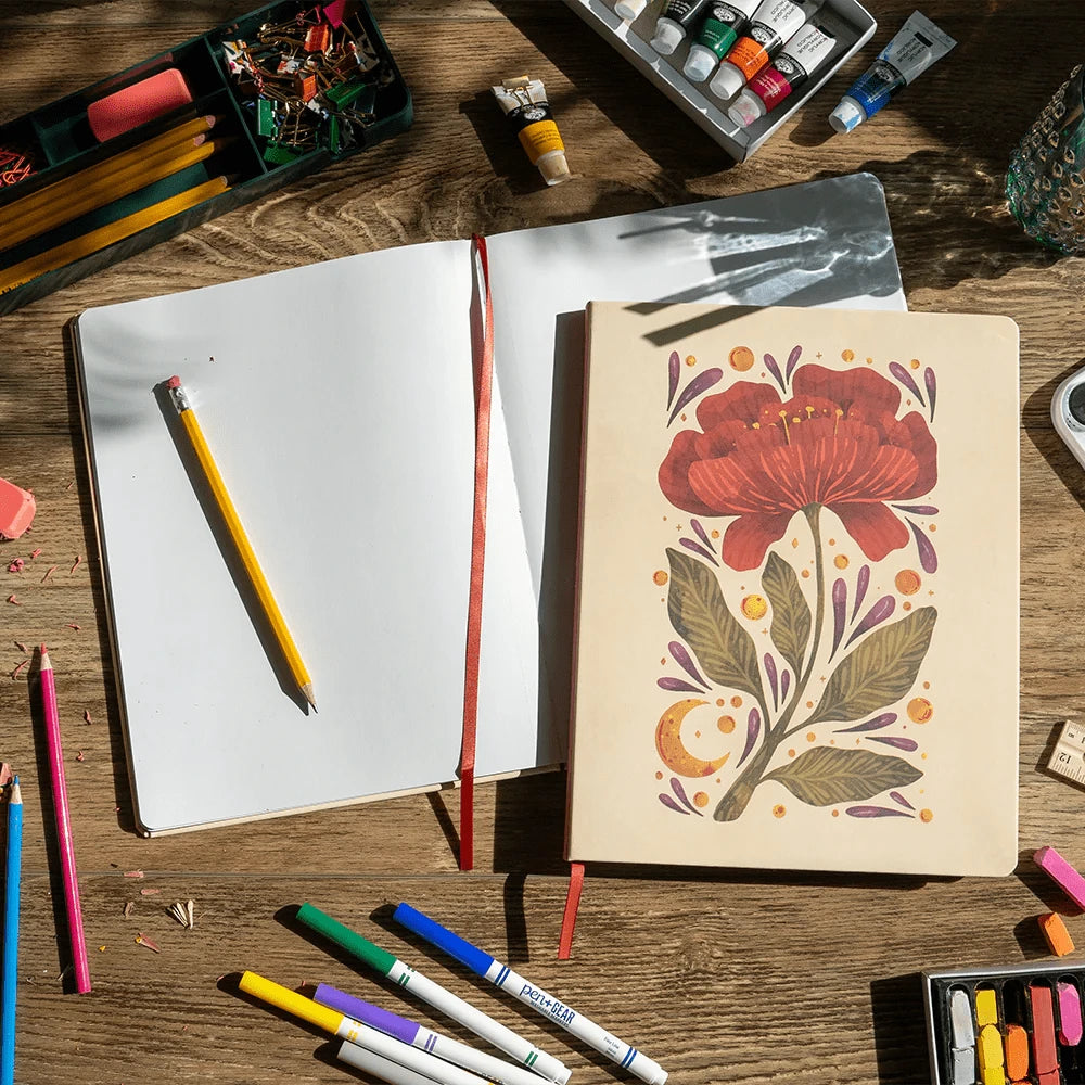 Denik Sketchbook Burgundy Bloom Hardcover Sketchbook