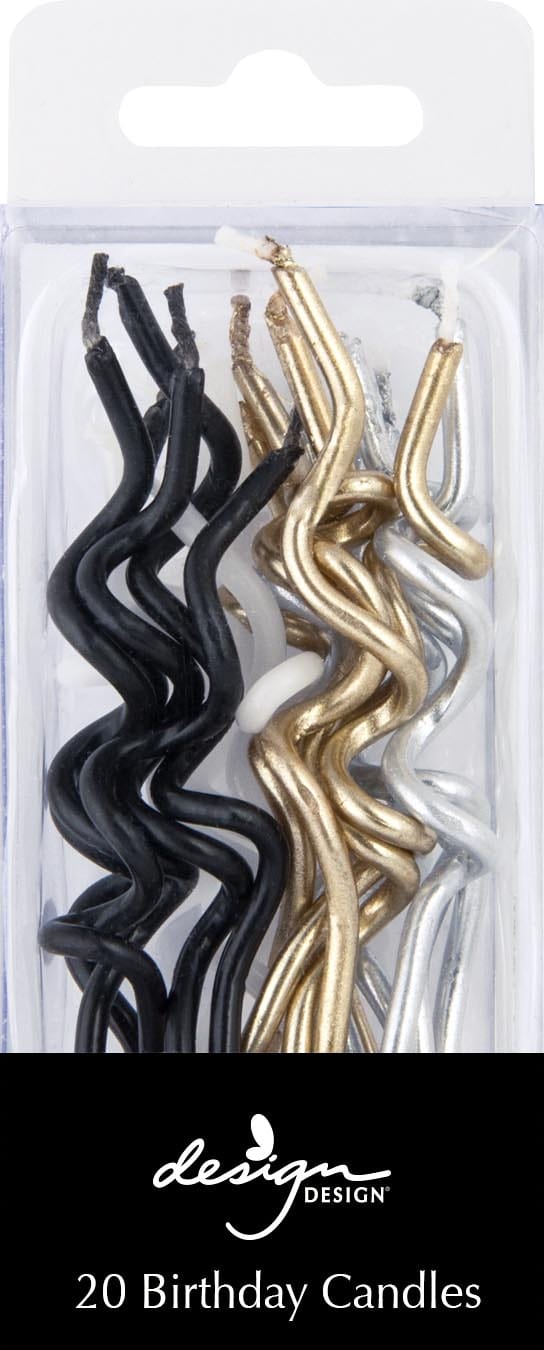 Design Design Birthday Candles Twisted Stick-Gold And Silver Candles