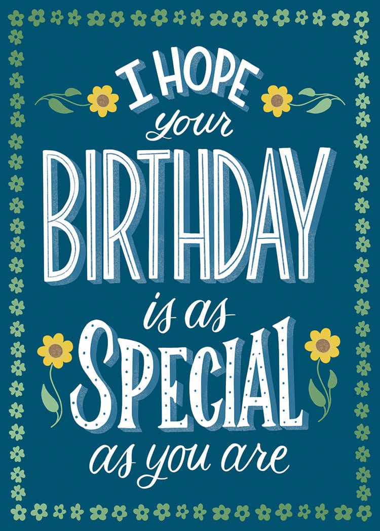 Design Design birthday card Lettering and Tiny Floral Border