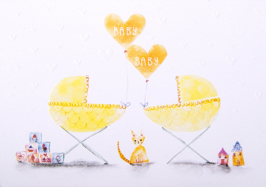 Design Design Card Double Buggy And Balloons