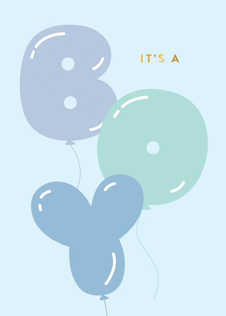 Design Design Cards Baby Boy Balloon Greeting Card