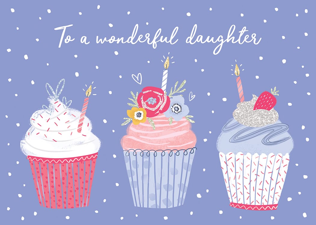 Design Design Cards Birthday Daughter Cupcakes Greeting Card