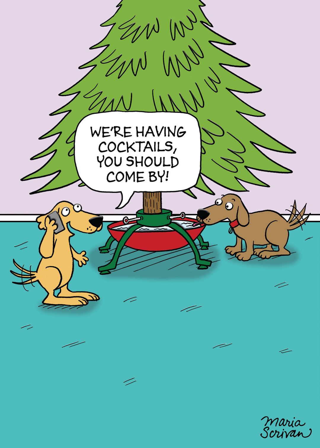 Design Design Cards Christmas Cocktails Dogs Greeting Card