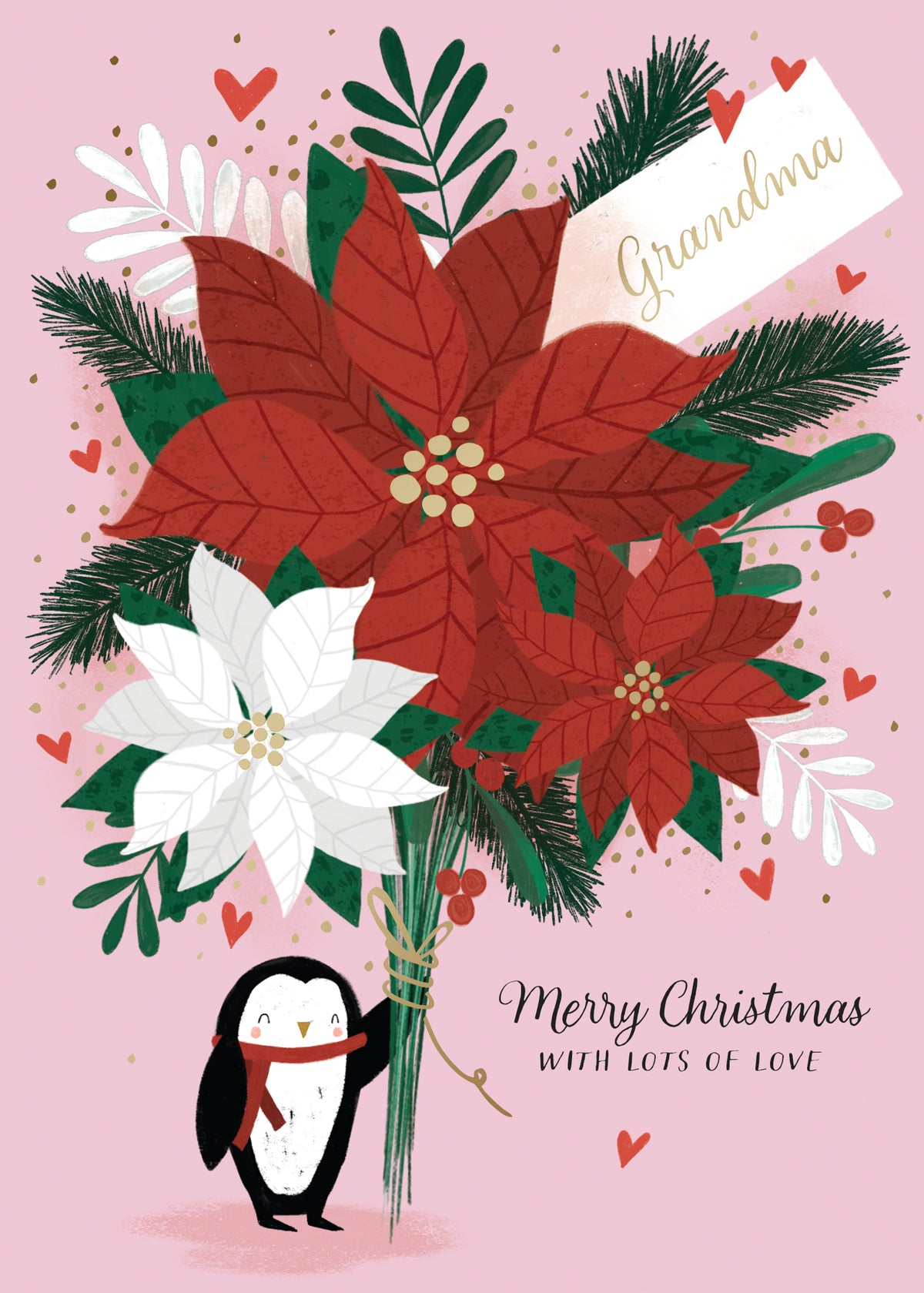 Design Design Cards Penguin with Big Bouquet Greeting Card