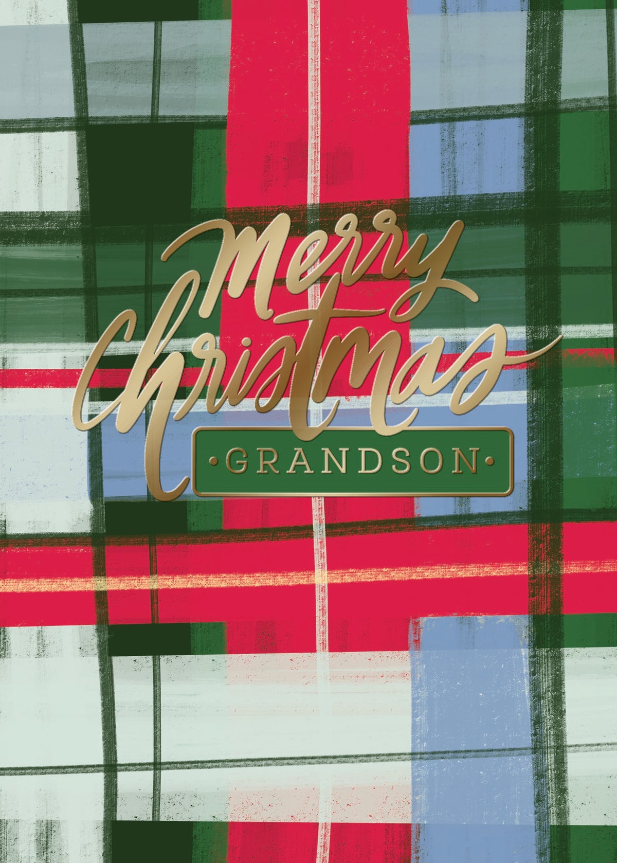 Design Design Cards Plaid Christmas Grandson Greeting Card