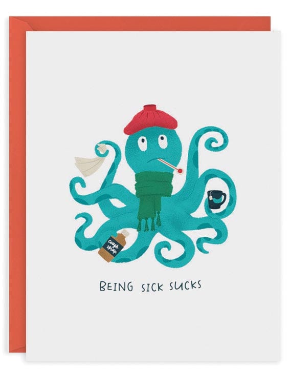 Design Design Cards Sick Octopus Greeting Card