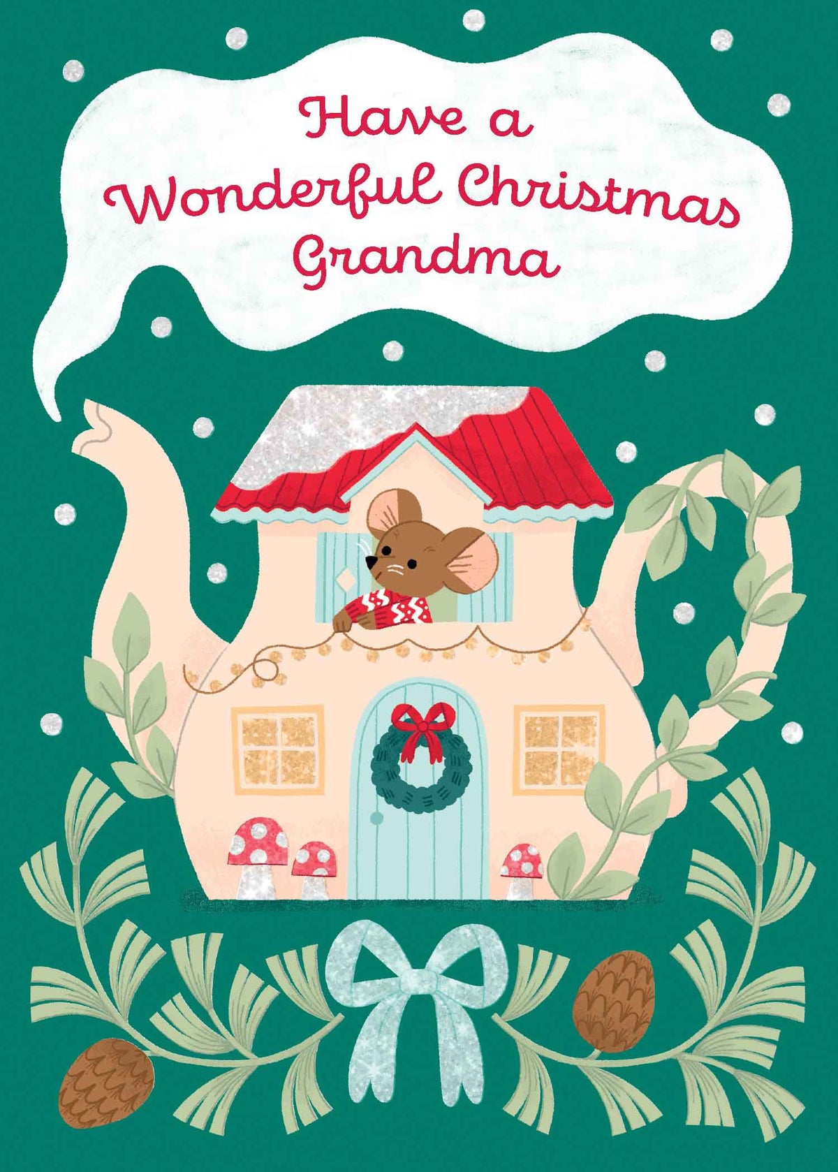 Design Design Cards TEA RIFFIC Grandma Christmas Greeting Card