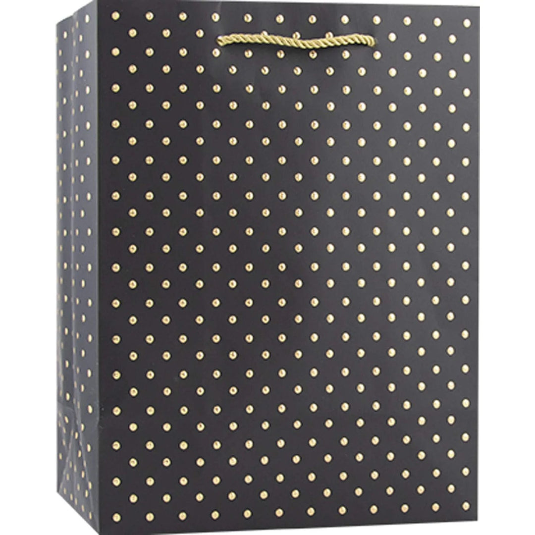 Design Design Gift Bag Black Gold Swiss Dots Gift Bag - Medium