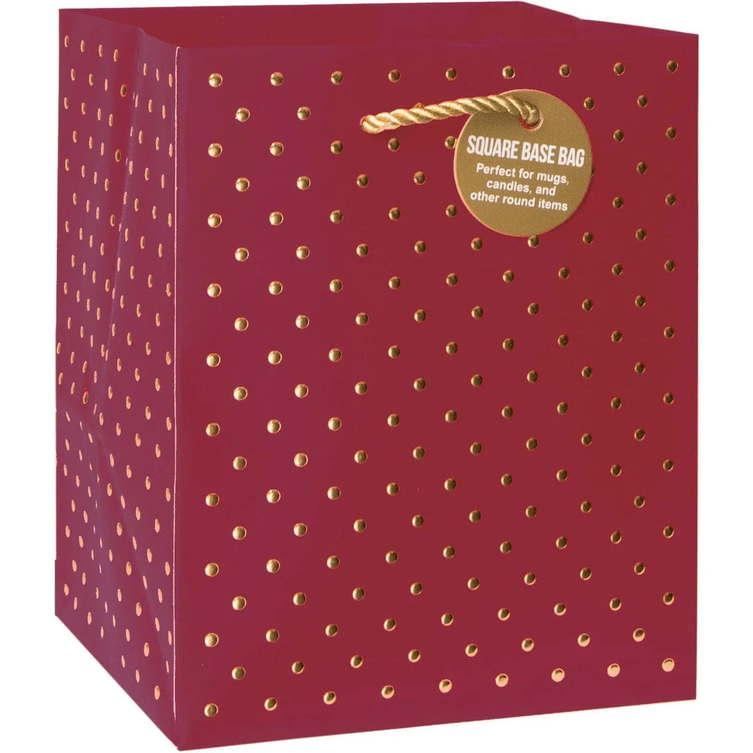 Design Design Gift Bag Gold Swiss Dots Cranberry Gift Bag - Medium