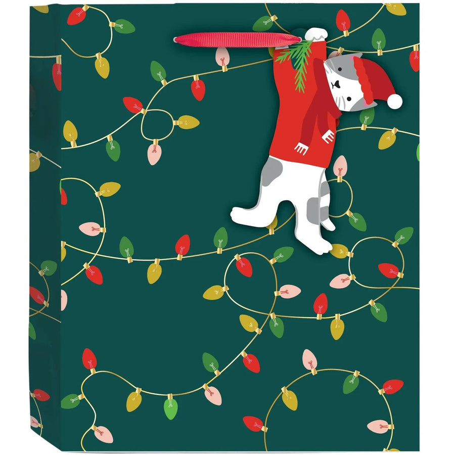 Design Design Gift Bag Holiday Cats and Lights Gift Bag - Medium