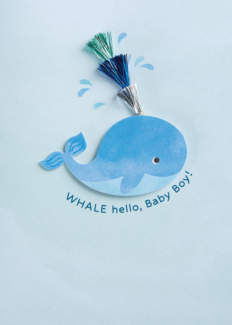 Design Design Greeting Card Metallic Tassel Baby Boy Whale Greeting Card