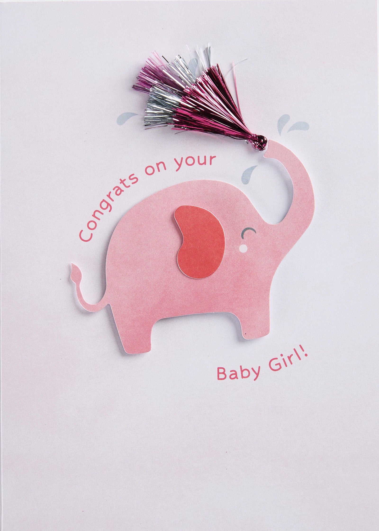 Design Design Greeting Card Metallic Tassel Baby Girl Elephant Greeting Card