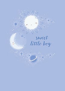 Design Design Greeting Card Sweet Boy Moons and Stars Greeting Card