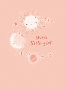 Design Design Greeting Card Sweet Girl Moons and Stars Greeting Card