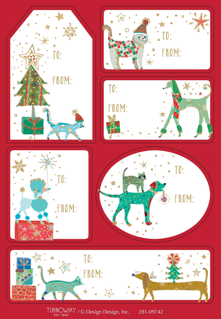 Design Design Holiday Christmas Dogs and Cats Treatment Gift Label