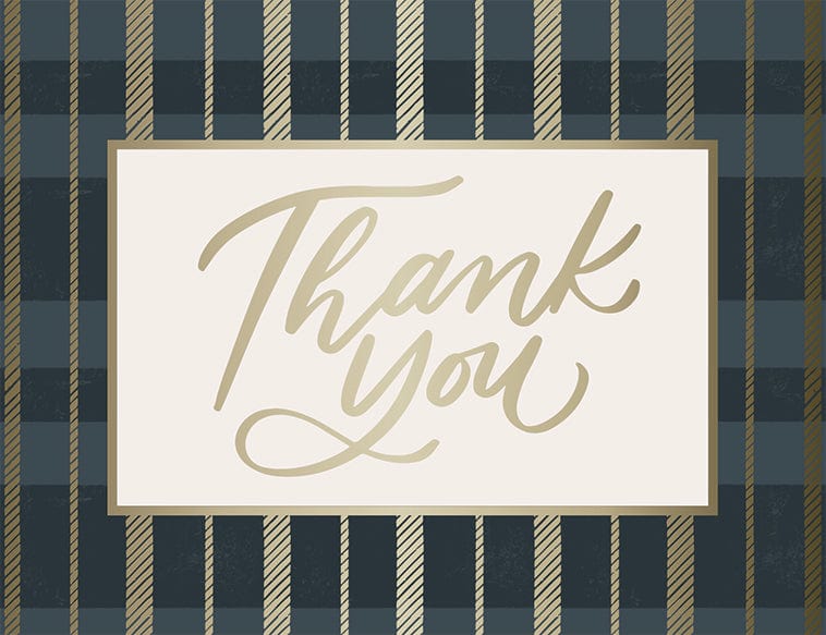 Design Design Holiday December Meadow-Plaid Boxed Thank You Cards