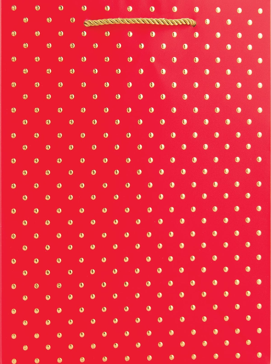 Design Design Holiday Gold Swiss Dots-Red Medium Tote Bag