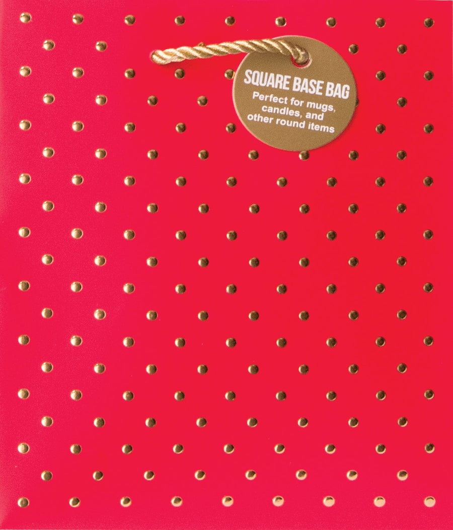 Design Design Holiday Gold Swiss Dots-Red Small Square Tote Bag