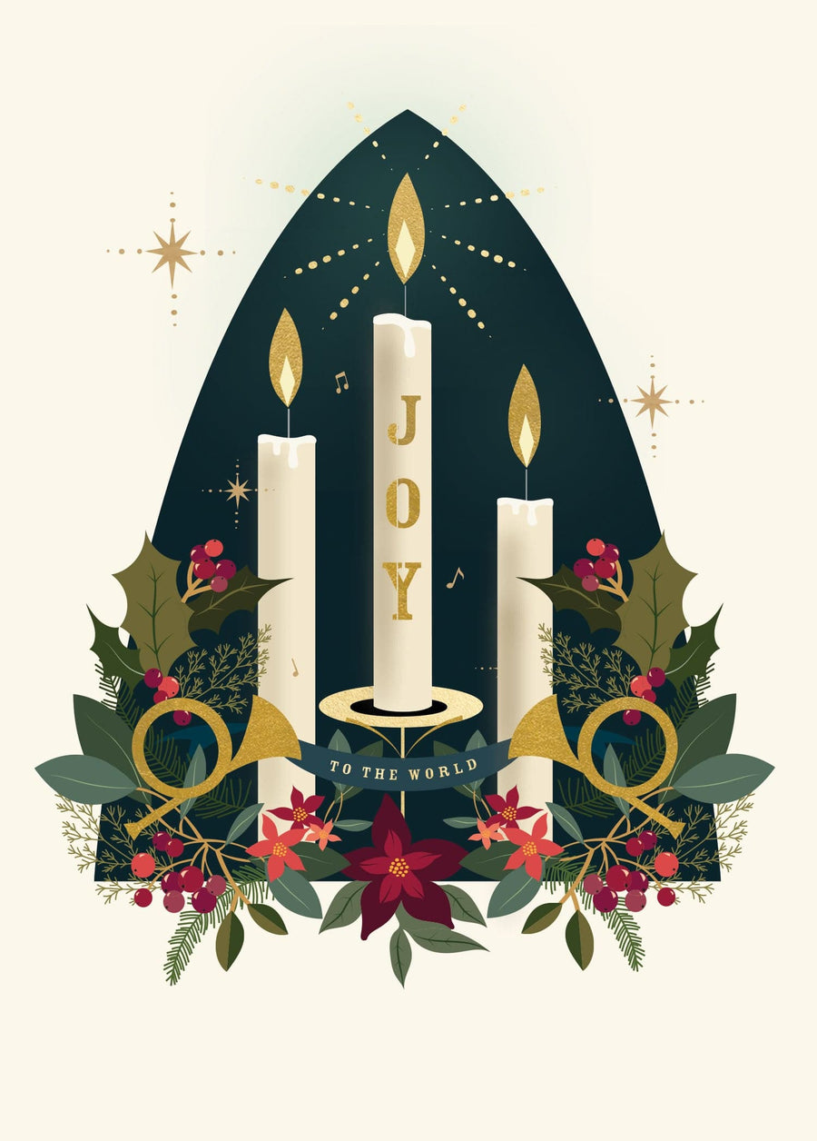 Design Design Holiday Golden Candle Joy Boxed Cards