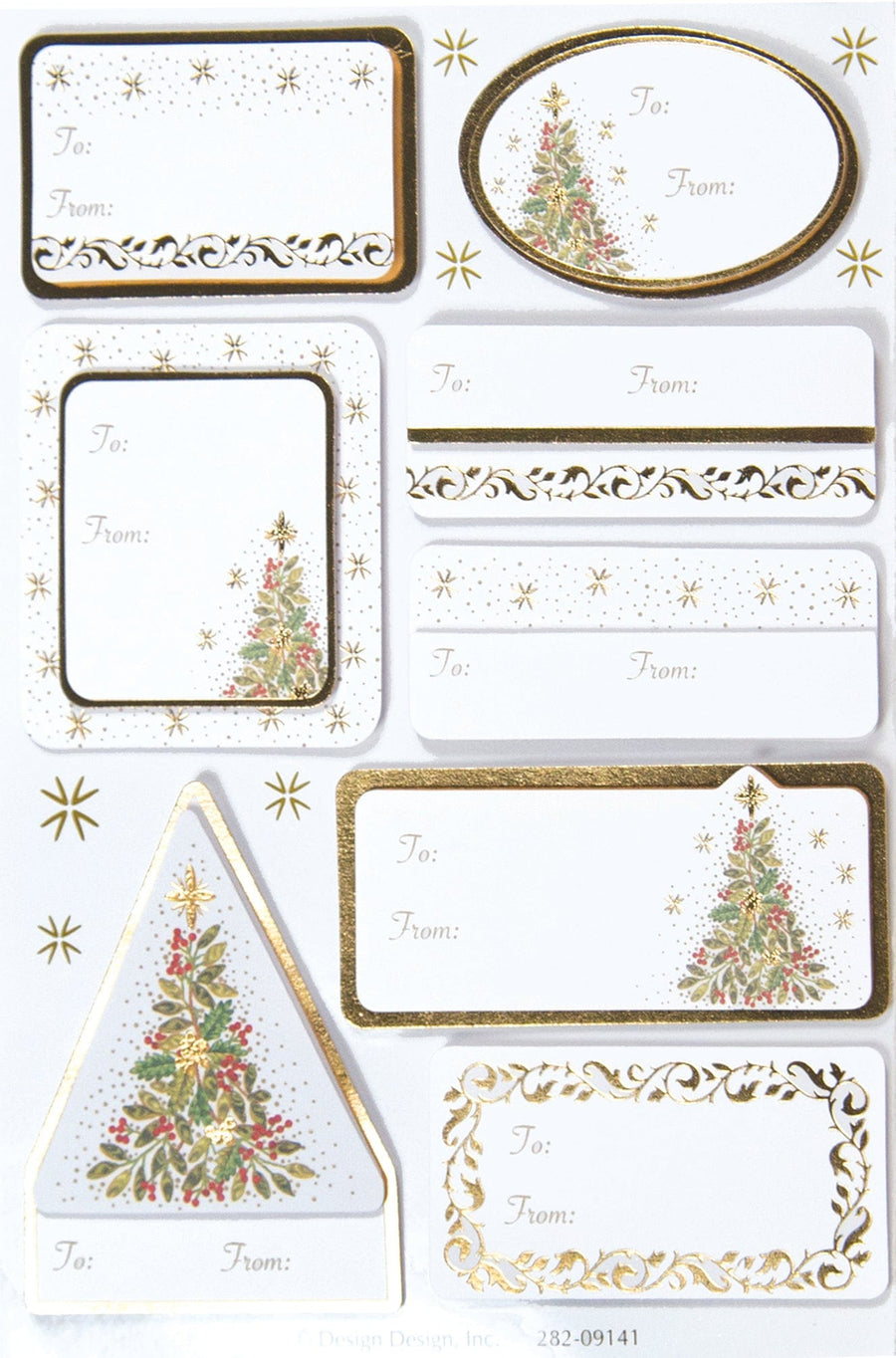 Design Design Holiday Golden Filigree Tree Embellished Gift Label