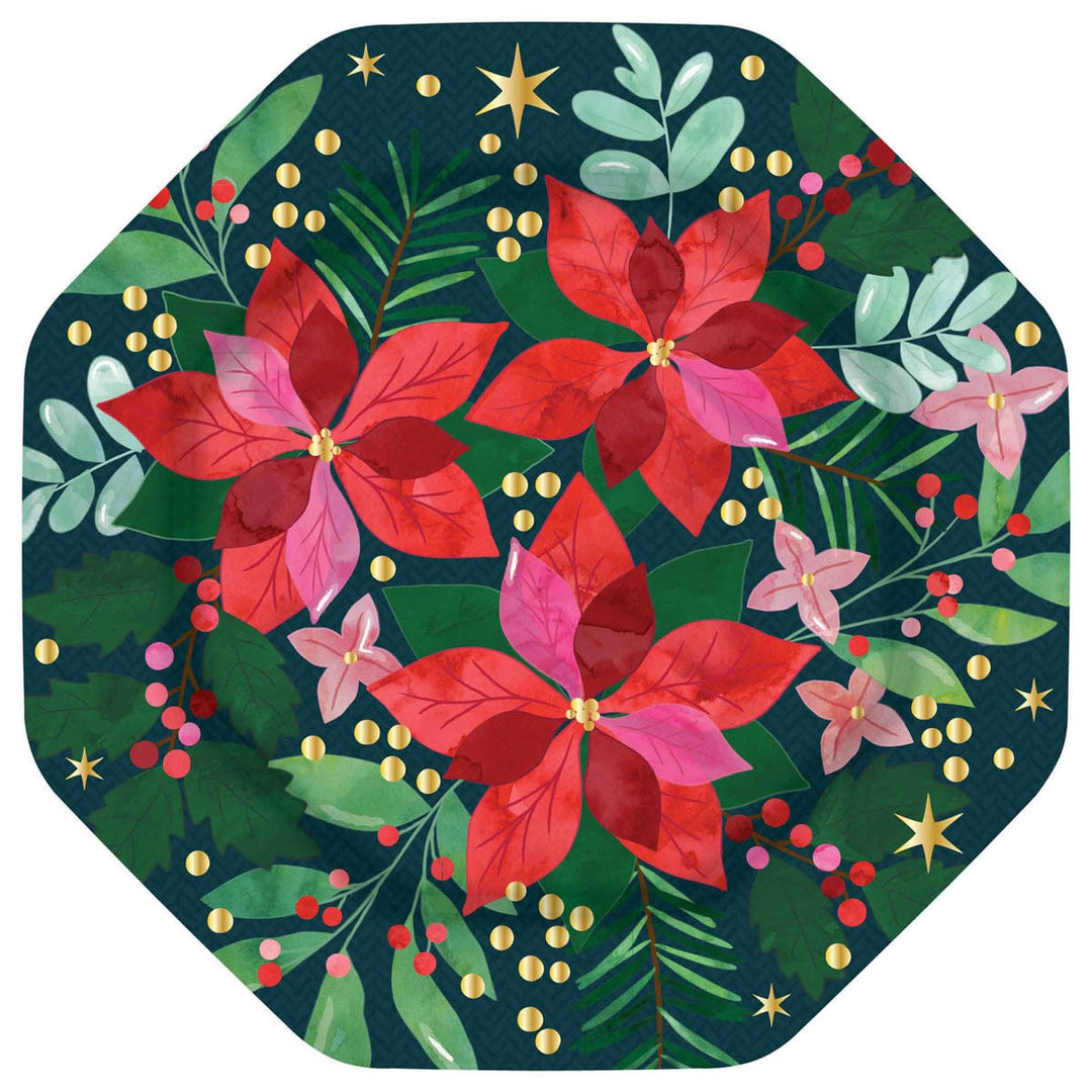 Design Design Holiday Poinsettia Paper Dessert Plate