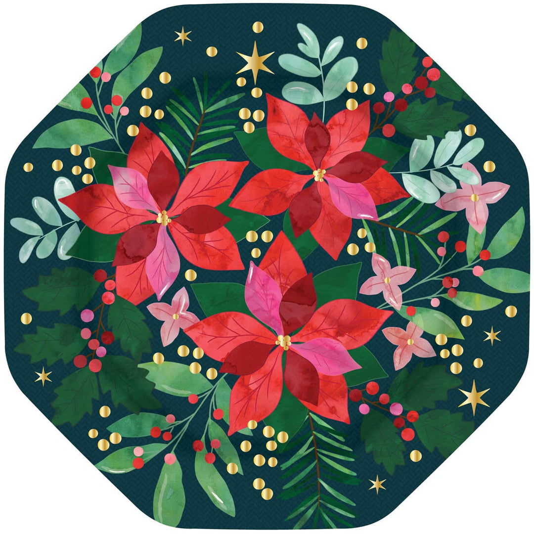 Design Design Holiday Poinsettia Paper Dinner Plate