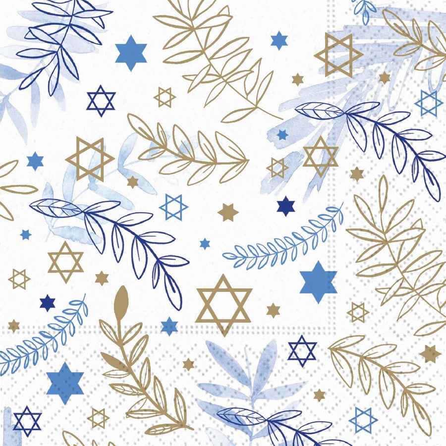 Design Design Napkins Judaic Stars and Leaves Beverage Napkins