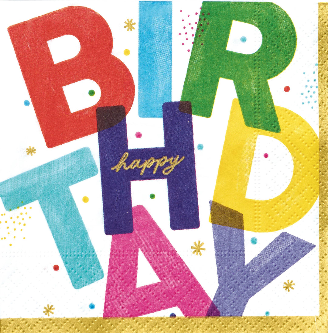 Design Design Party Birthday Block Beverage Napkin