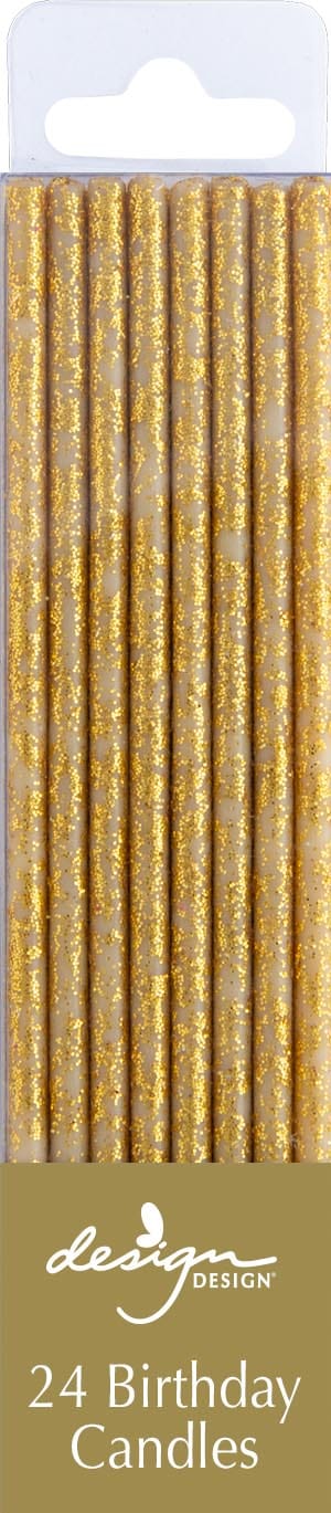 Design Design Party Glitter Thin Stick Candles-Gold