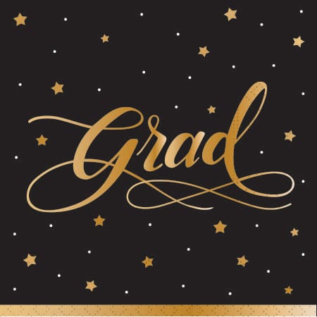 Design Design Party Gold Star Grad Beverage Napkin