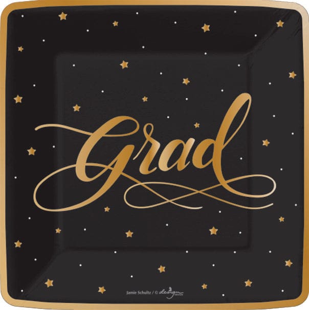 Design Design Party Gold Star Grad Paper Dessert Plate