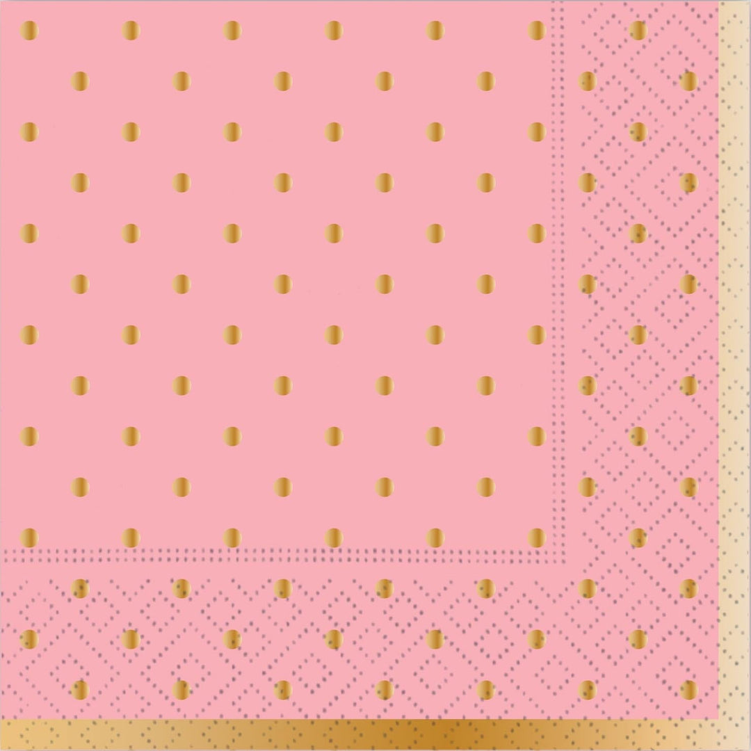Design Design Party Gold Swiss Dots-Blossom Beverage Napkin