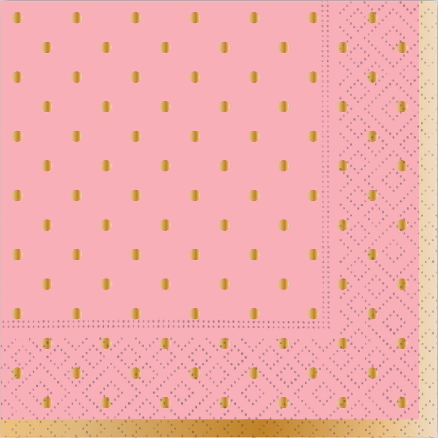 Design Design Party Gold Swiss Dots-Blossom Beverage Napkin