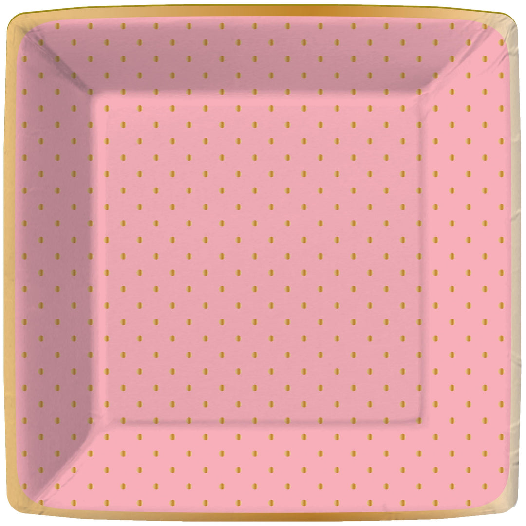 Design Design Party Gold Swiss Dots Paper Dinner Plate-Blossom