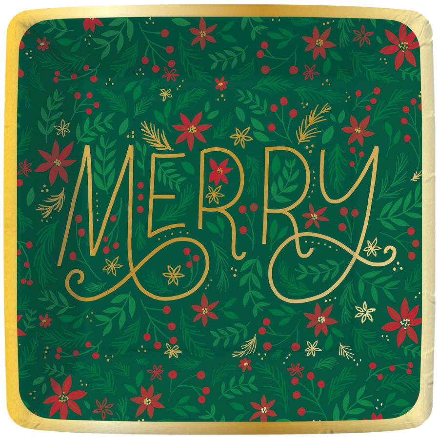 Design Design Party Supplies Merry Floral Merry Dessert Plate