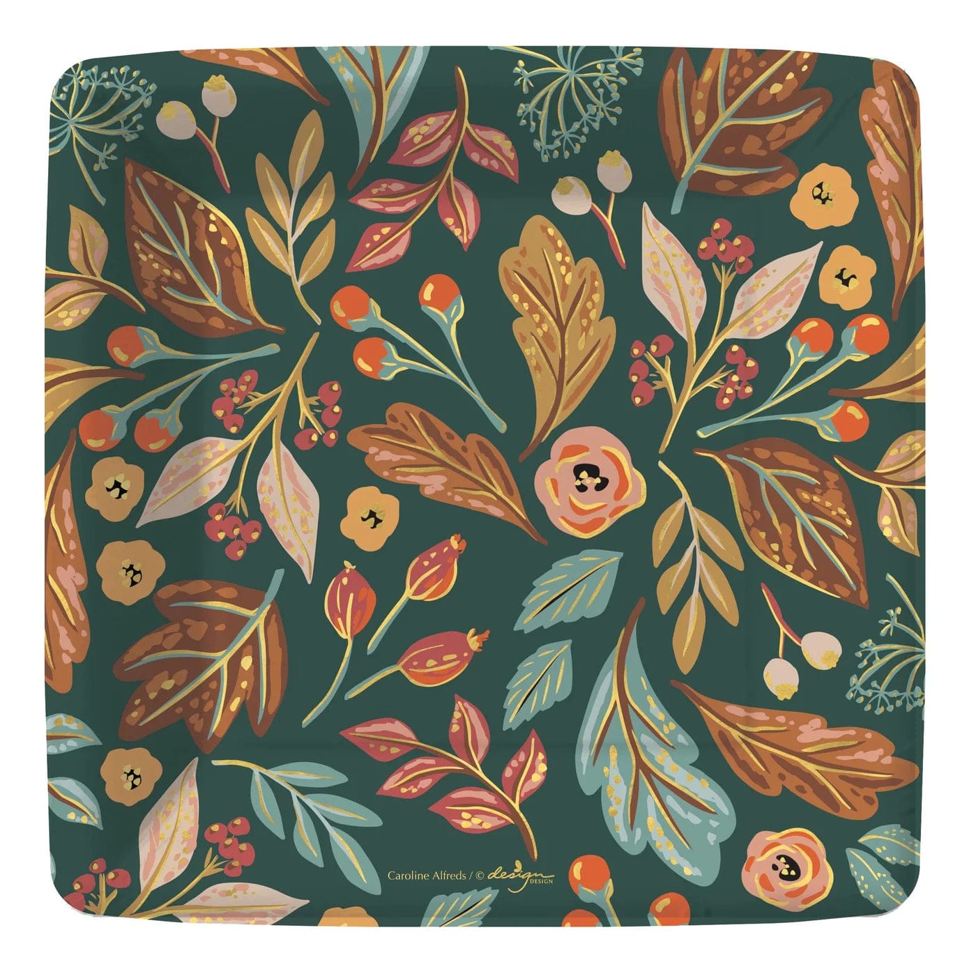 Design Design Party Supplies Sage and Pumpkin Square Dessert Plate