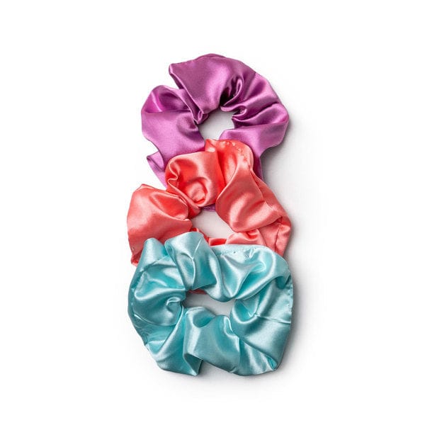 DM Merchandising Accessory Purple/Coral/Teal Mane Squeeze Oversized Satin Scrunchies - 3 pack