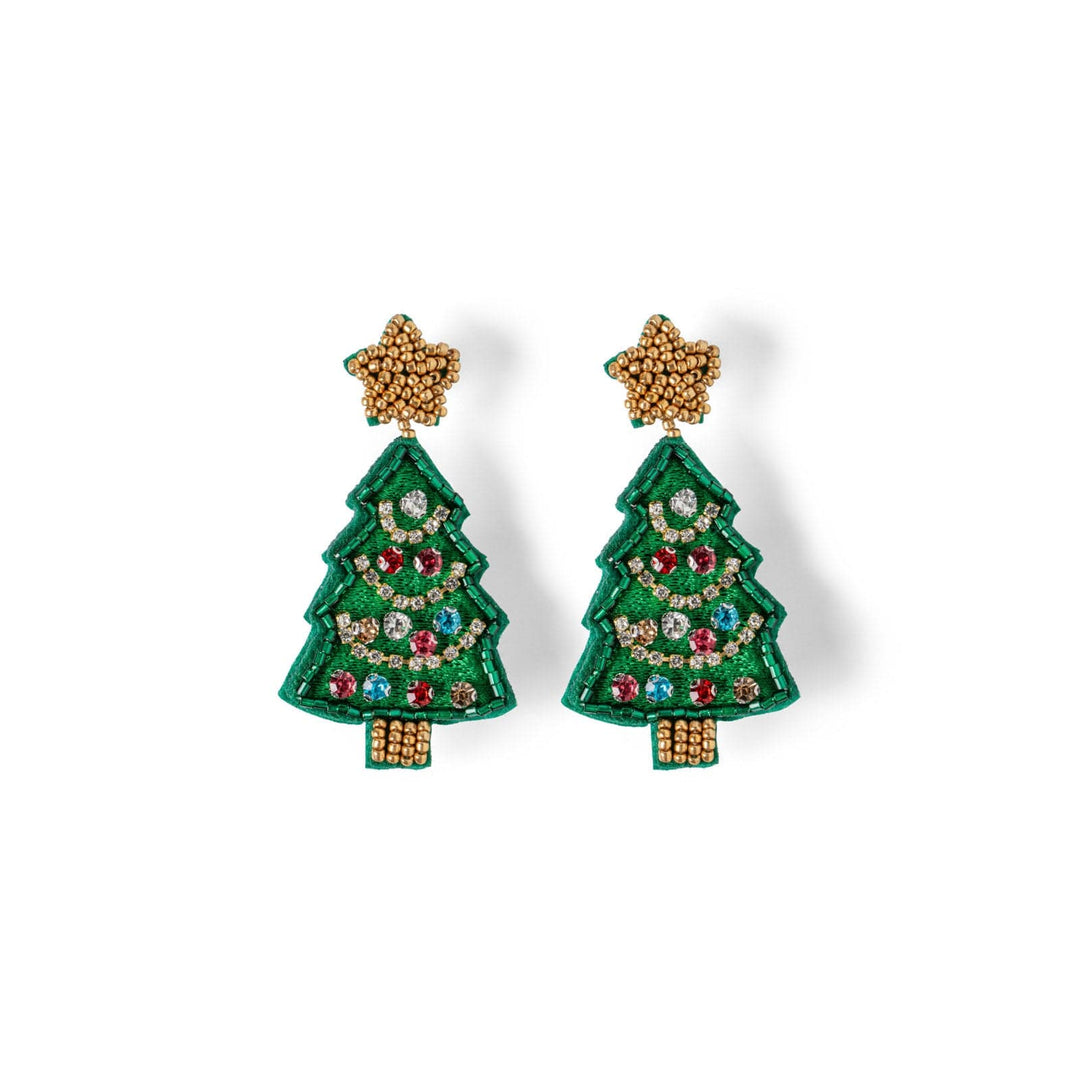 DM Merchandising Holiday Christmas Tree Holiday Spirit Beaded Earrings