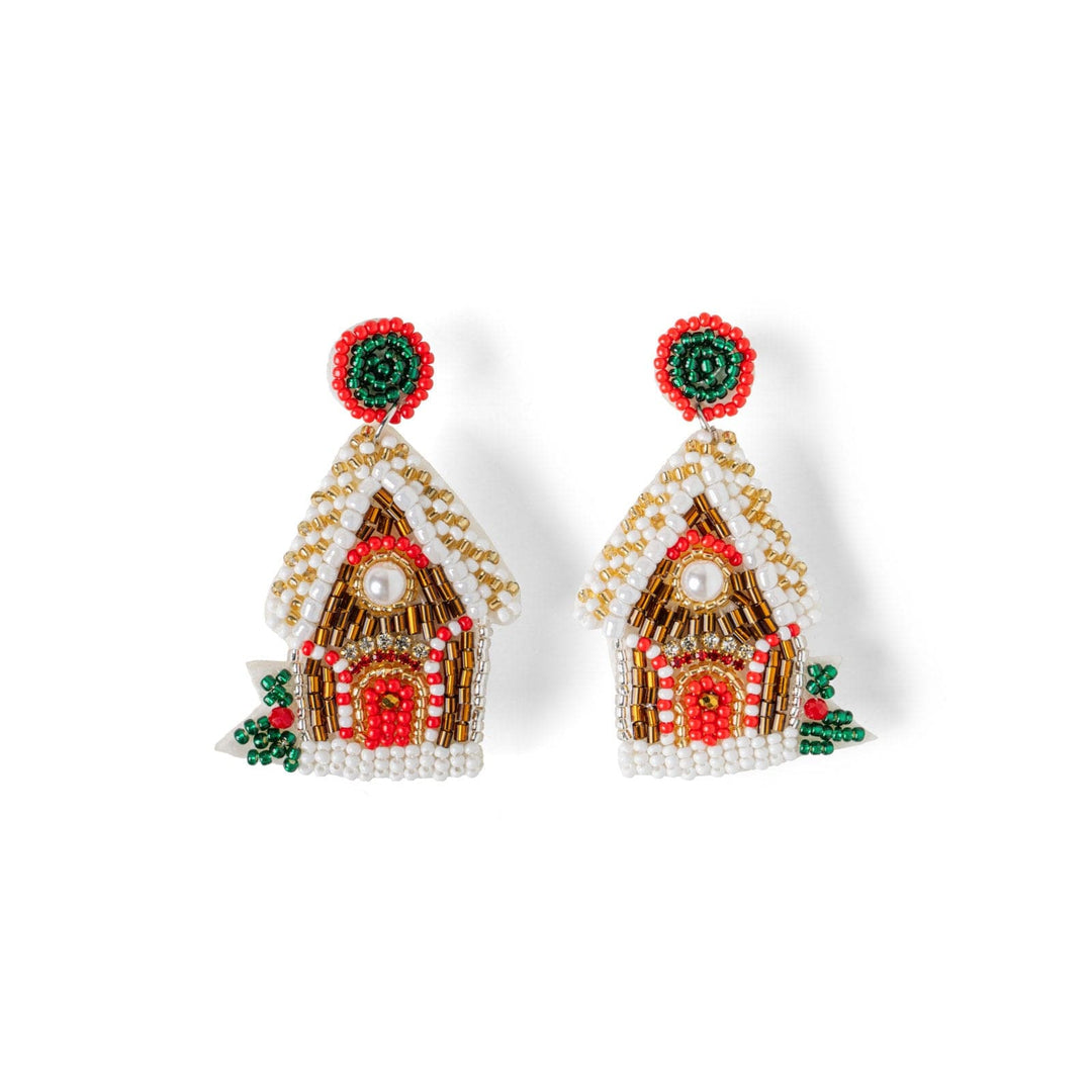 DM Merchandising Holiday Gingerbread House Holiday Spirit Beaded Earrings