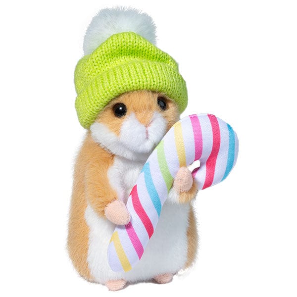 Douglas Plush Toy Hamster W/winter Hat & Candy Cane | Douglas