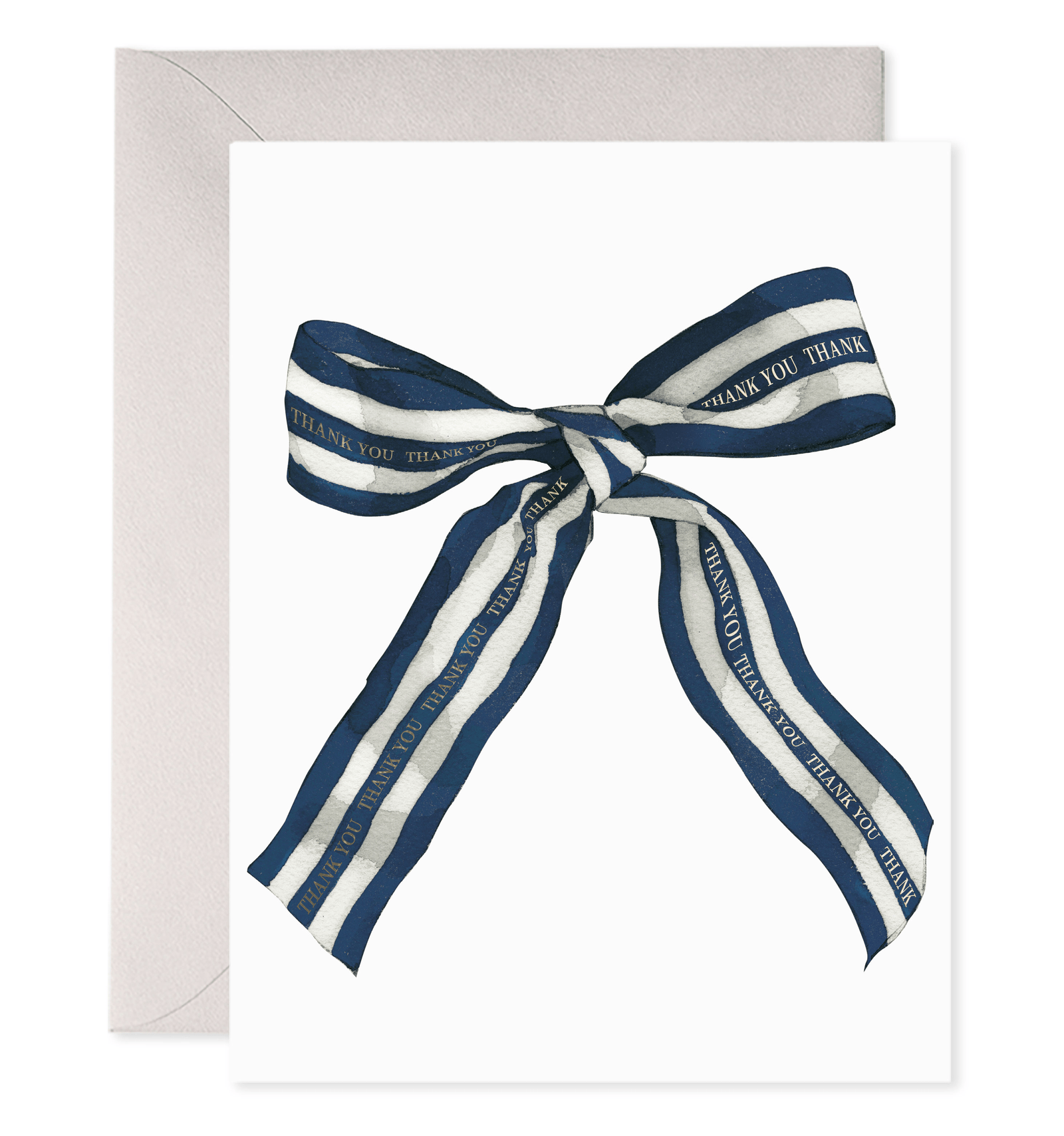 E. Frances Paper Cards Big Navy Striped Bow Thank You Note Greeting Card