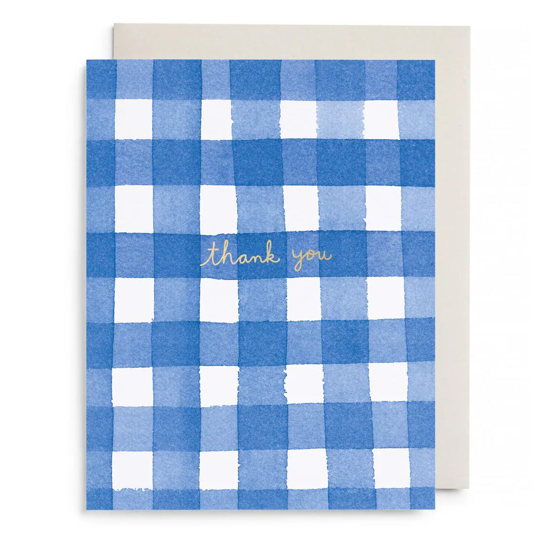 E. Frances Paper Cards Blue Gingham Thank You Greeting Card