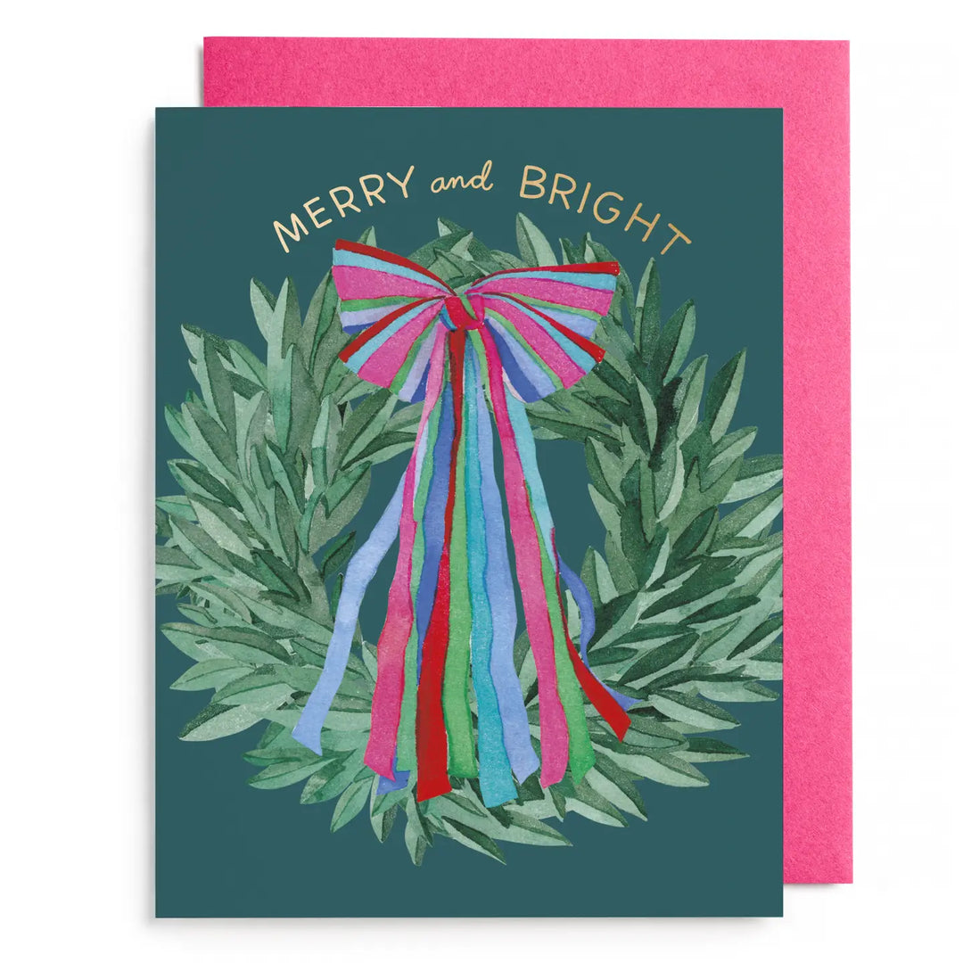 E. Frances Paper Cards Colorful Bow Wreath Greeting Card