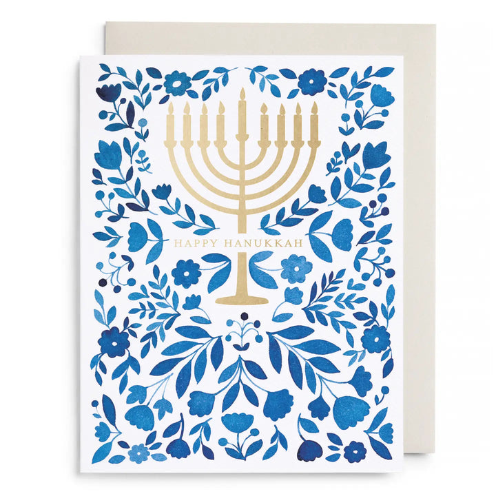 E. Frances Paper Cards Floral Menorah Hanukkah Greeting Card