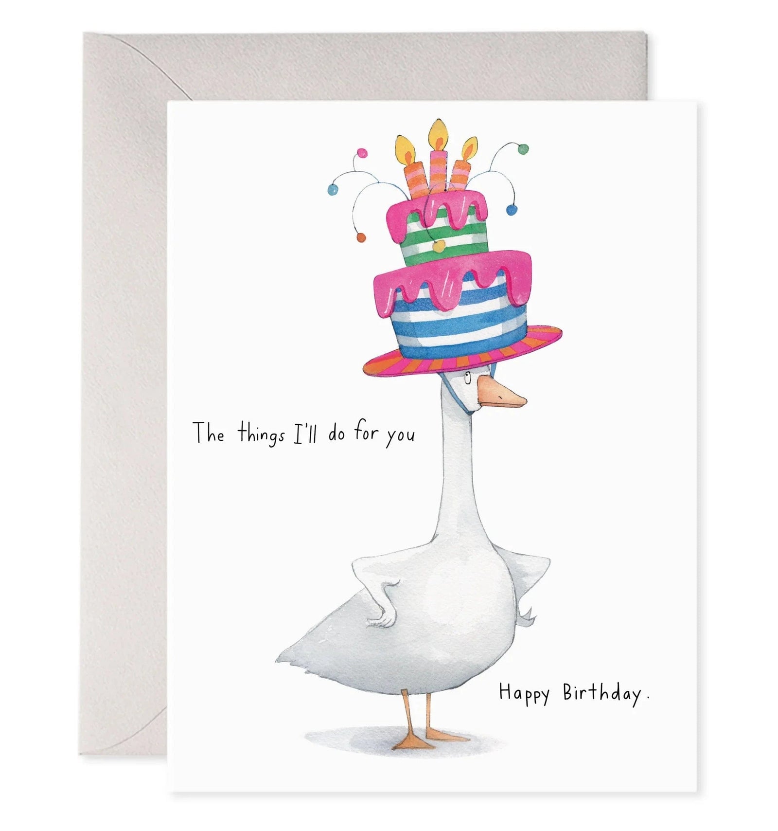 E. Frances Paper Cards Goose Cake Hat Birthday Card