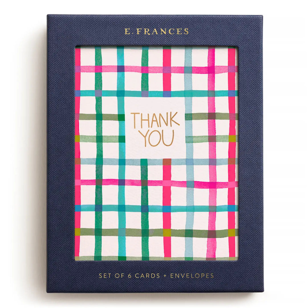 E. Frances Paper Cards Happy Plaid Thank You Boxed Card Set