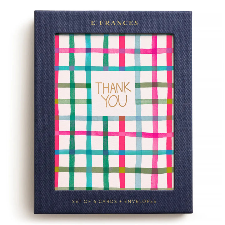 E. Frances Paper Cards Happy Plaid Thank You Boxed Card Set